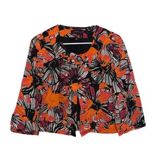 Josephine Floral Blazer in Colors Orange, Pink, Black, and White Size 12P